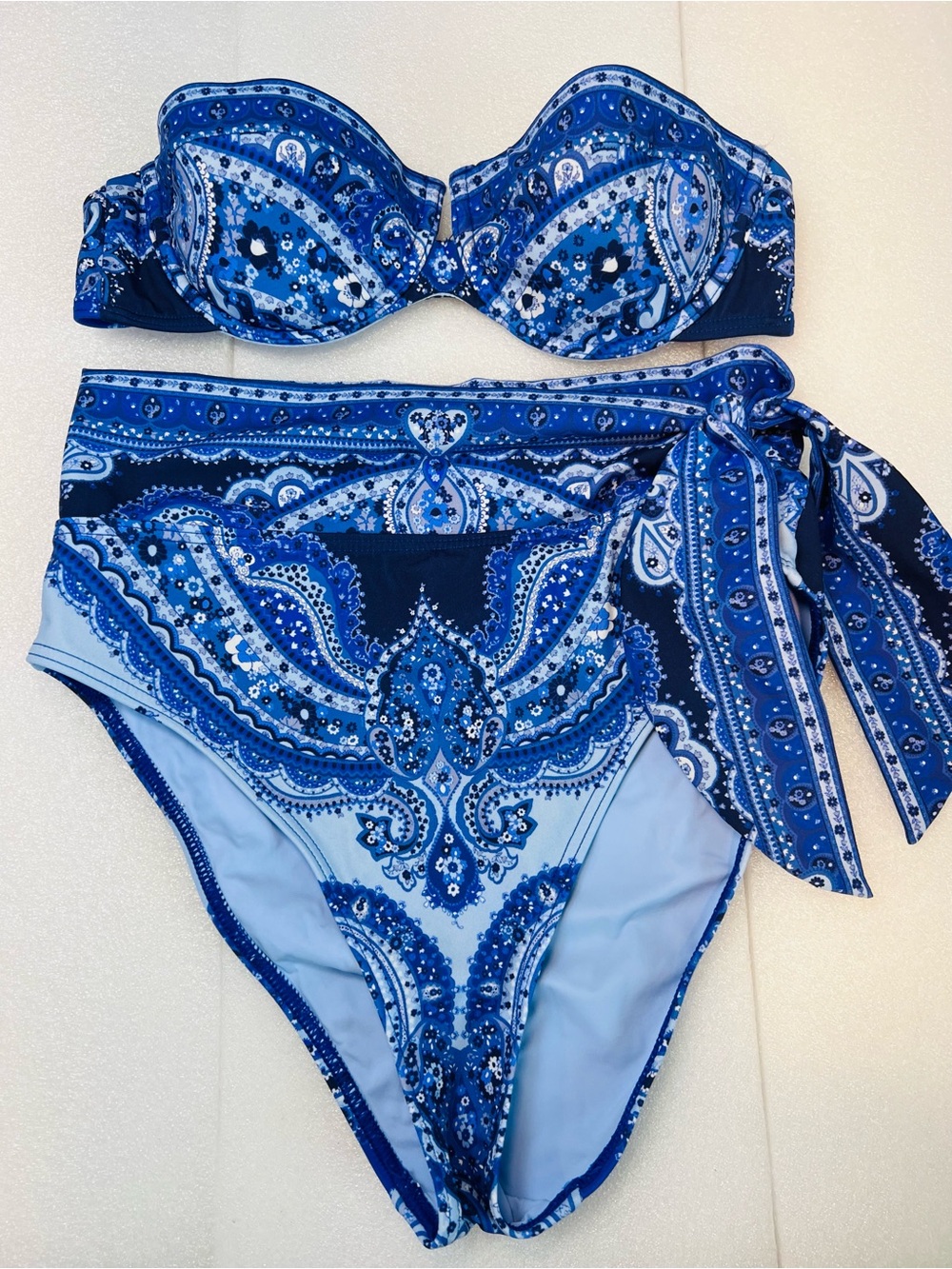 Zimmermann blue paisley print bikini 4-6